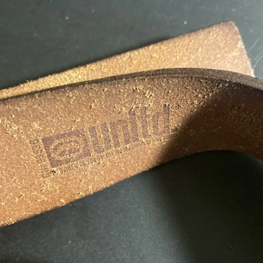 VTG Eckō Unltd. Belt Classic Big Rhino Logo Buckle Leather Brown Men's 40